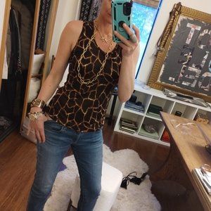DOLCE & GABBANA Animal Print Scoop Neck Top Size: | US8, IT46 Mob Wife